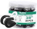 Rubber-coated 3/8 in stainless cable clamps, black rubber, 30-pack