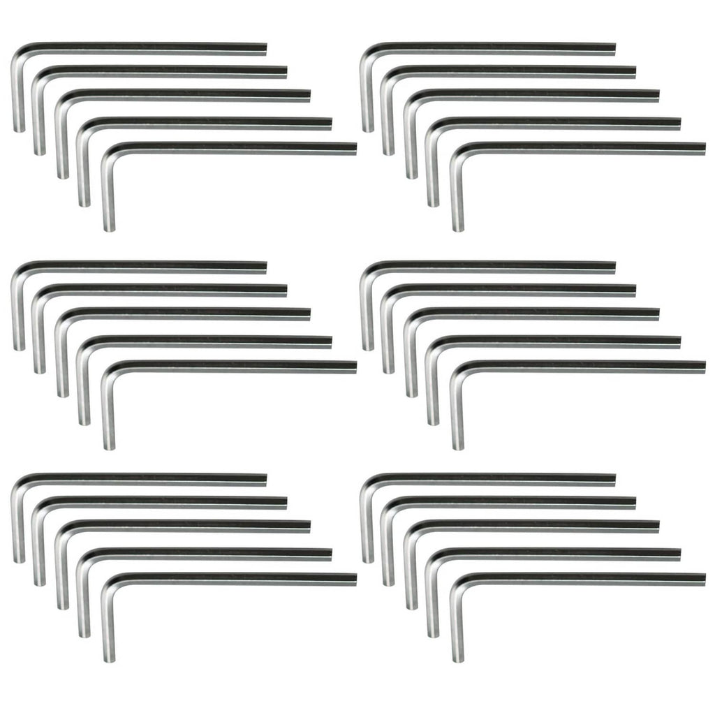 2 mm L-shaped hex key set, multiple silver Allen wrenches with right-angle ends