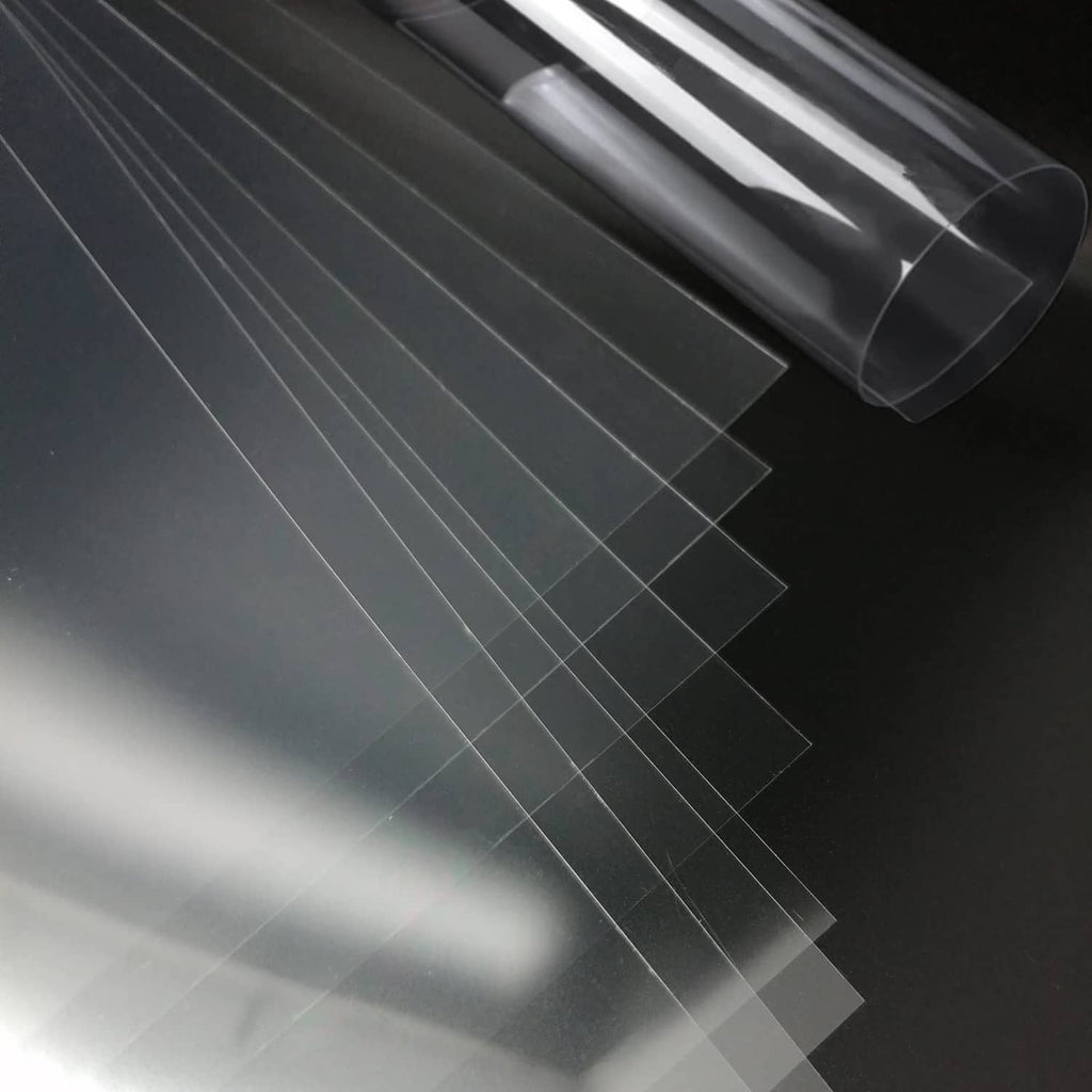 Transparent clear plastic stencil sheets, 12x24 in size, overlapping folds