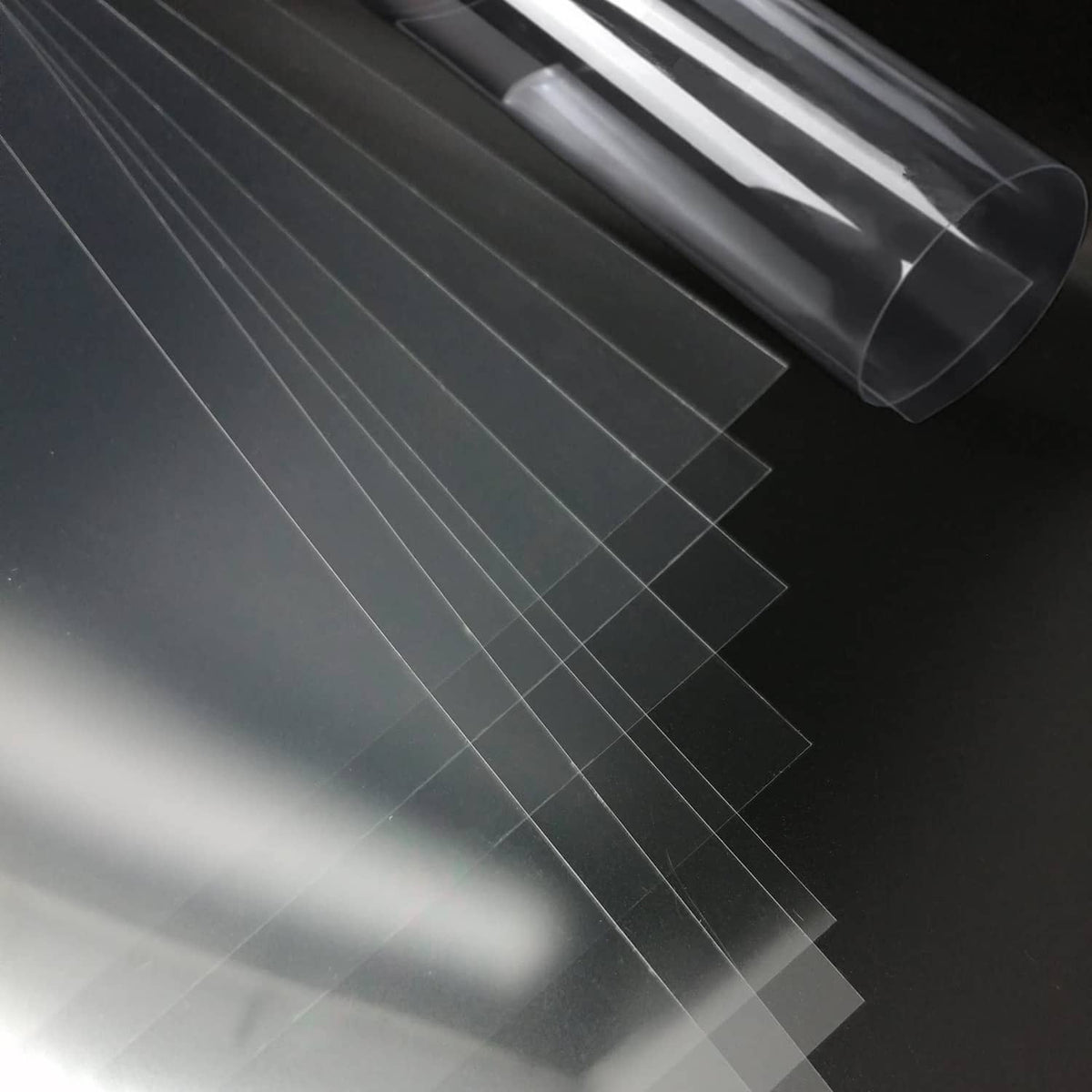 Transparent clear plastic stencil sheets, 12x24 in size, overlapping folds