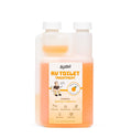 Liquified RV toilet treatment bottle with orange liquid, 16 fl oz, white cap