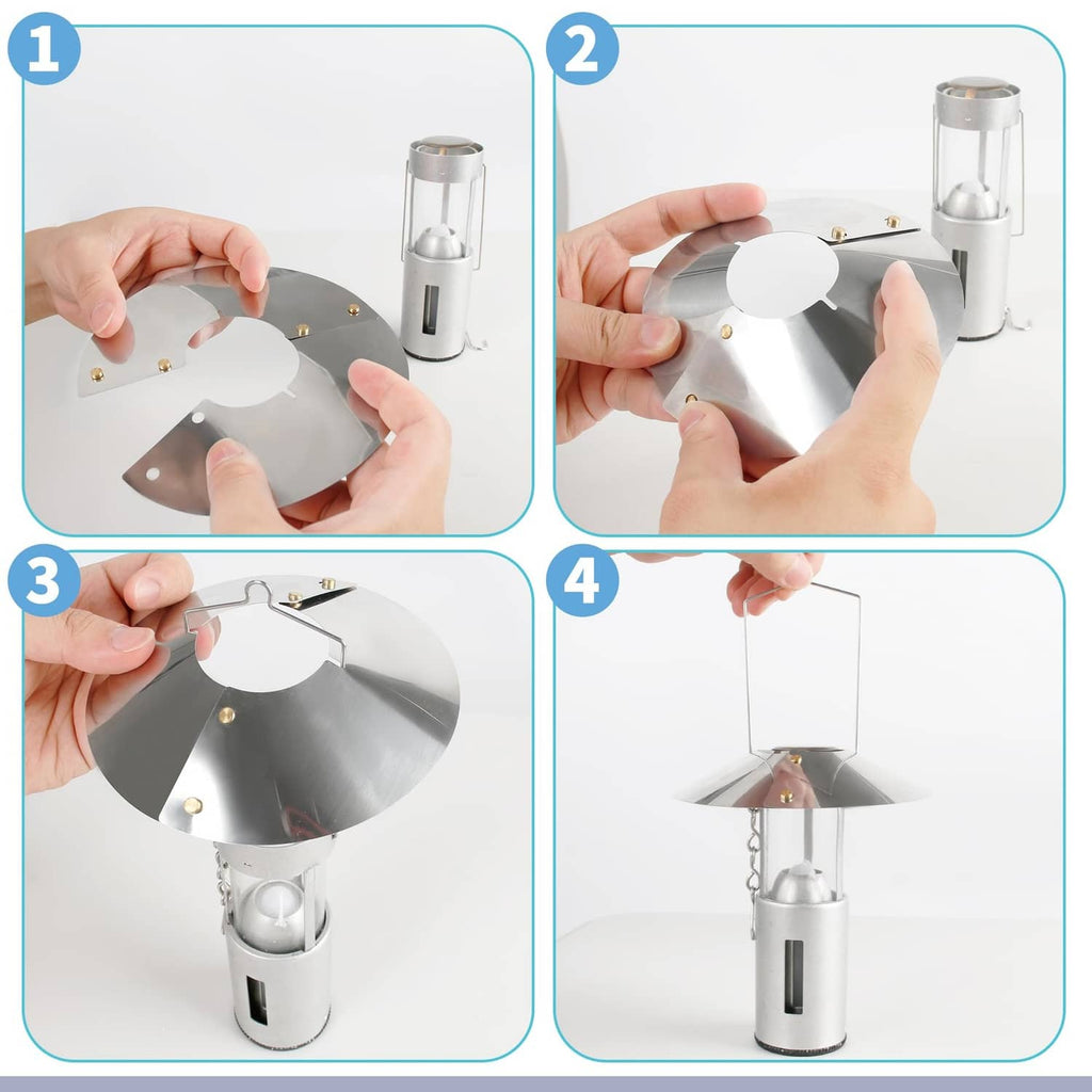 SUNJIKA flat candle reflector installation, gray metal reflector held by hands