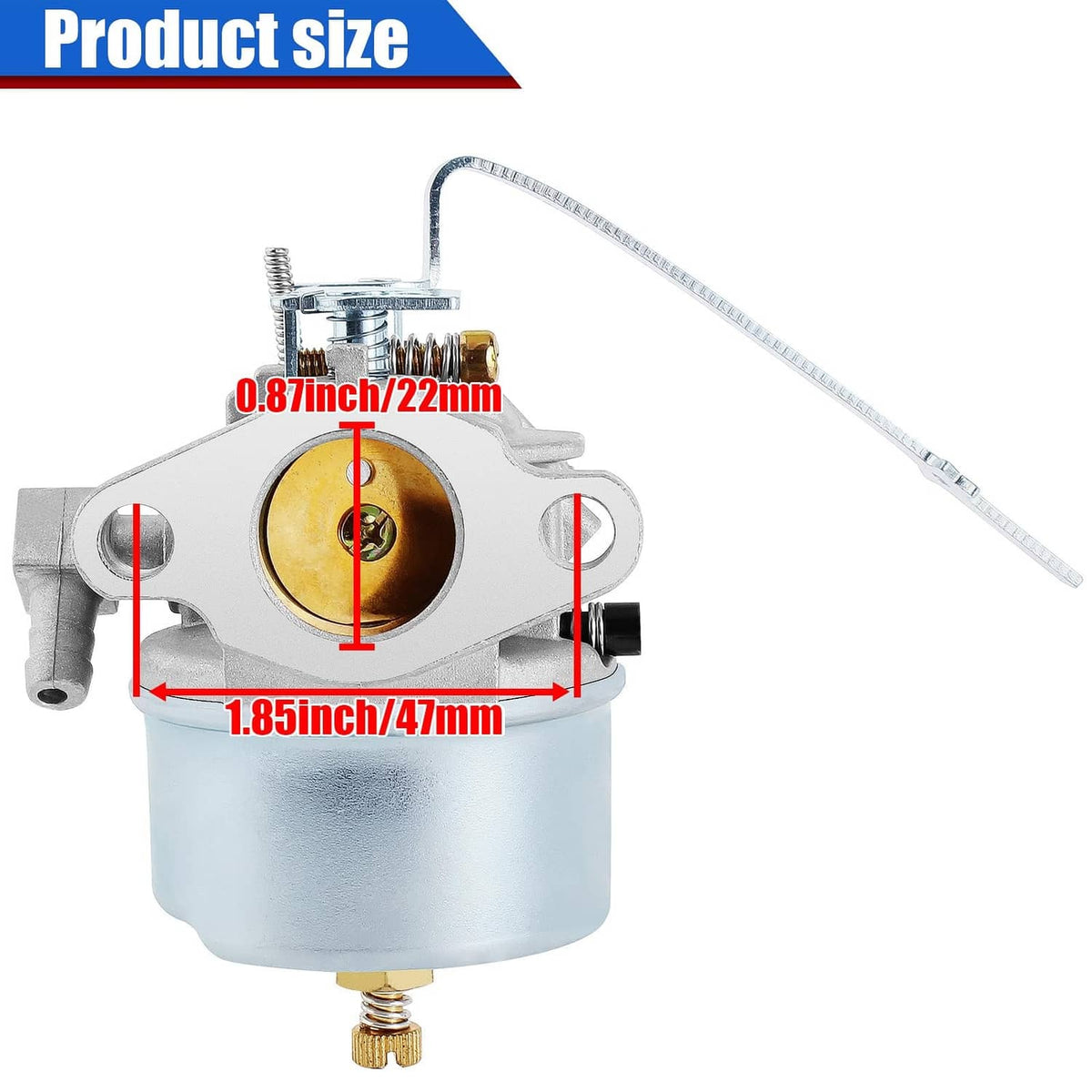 Carburetor kit with silver carburetor body and round air intake, front view