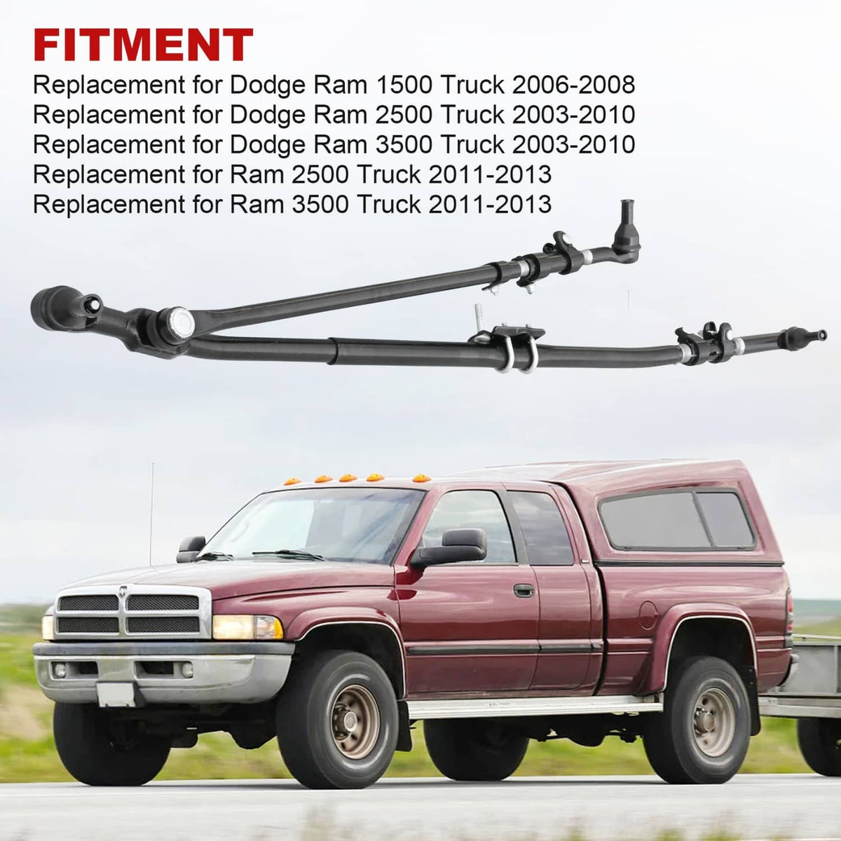 Front steering linkage drag link and tie rod assembly with ball-joint ends