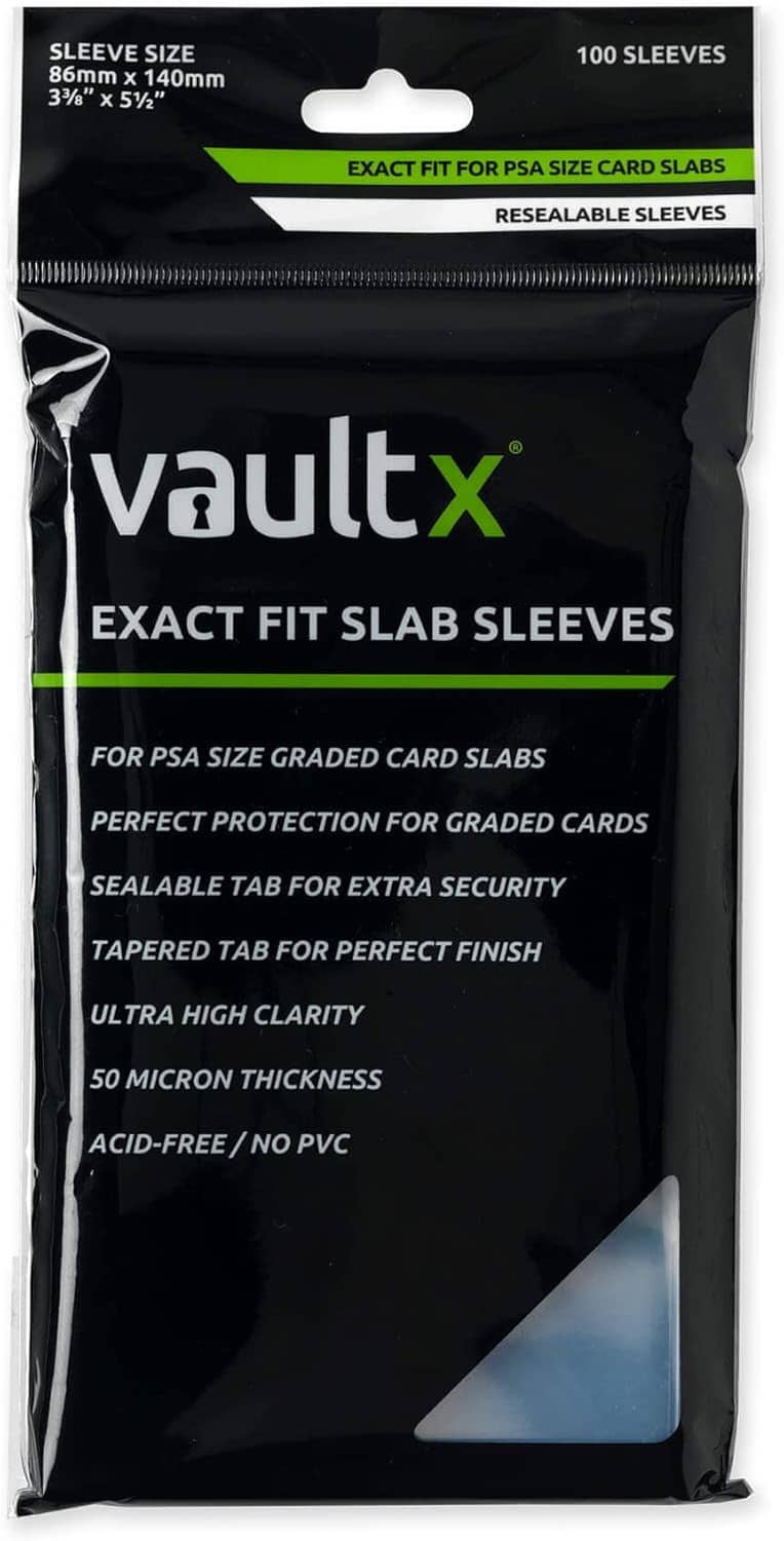 VaultX exact fit slab sleeves for PSA size graded card slabs, 100 sleeves