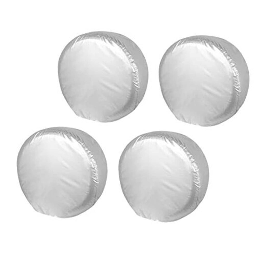 Pack of four round tire covers with silver-gray fabric, elastic edge