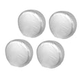 Pack of four round tire covers with silver-gray fabric, elastic edge
