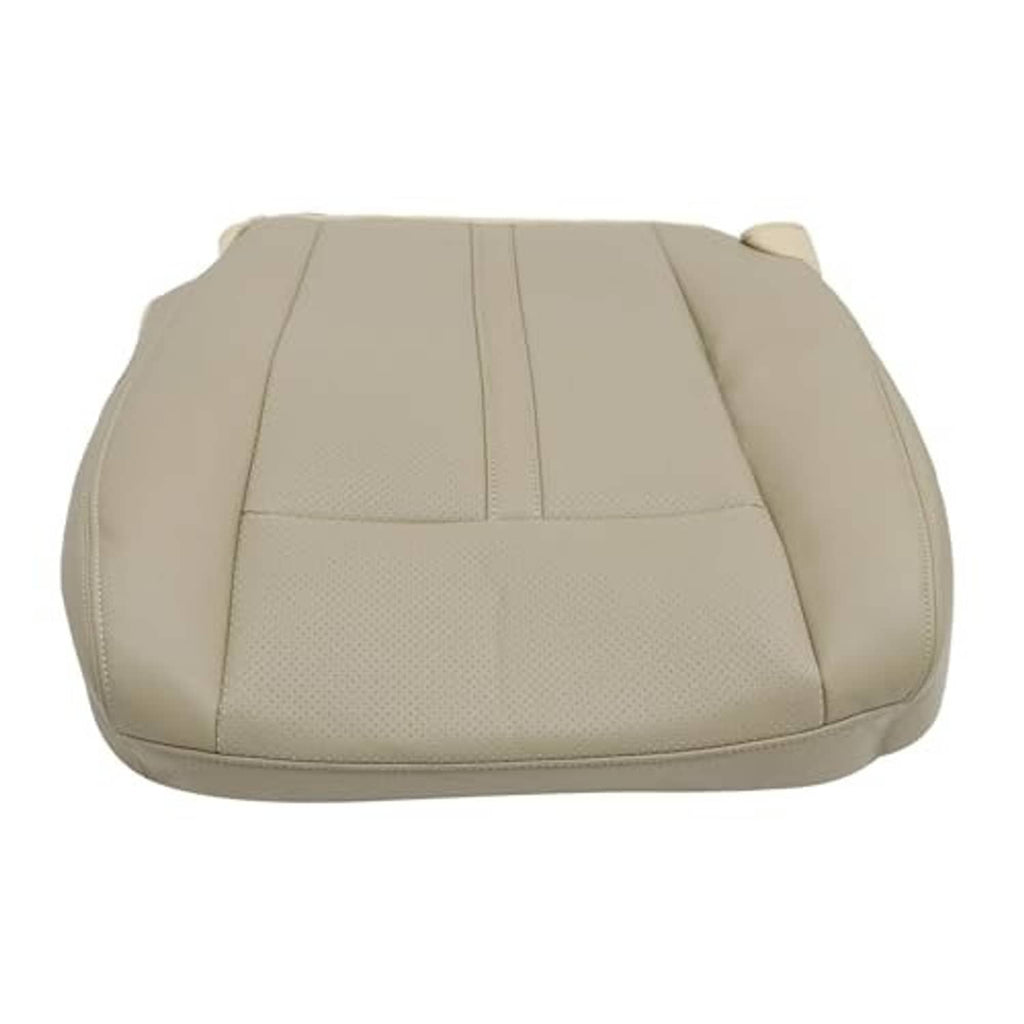 Tan leather seat bottom replacement cover, driver side, top surface with perforated center.