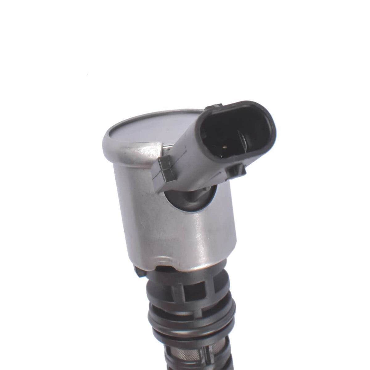 Oil pump outlet sensor/connector on metallic housing with black rubber seal