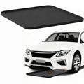 Black waterproof oil drip pan for under car, flat garage spill mat with raised edges