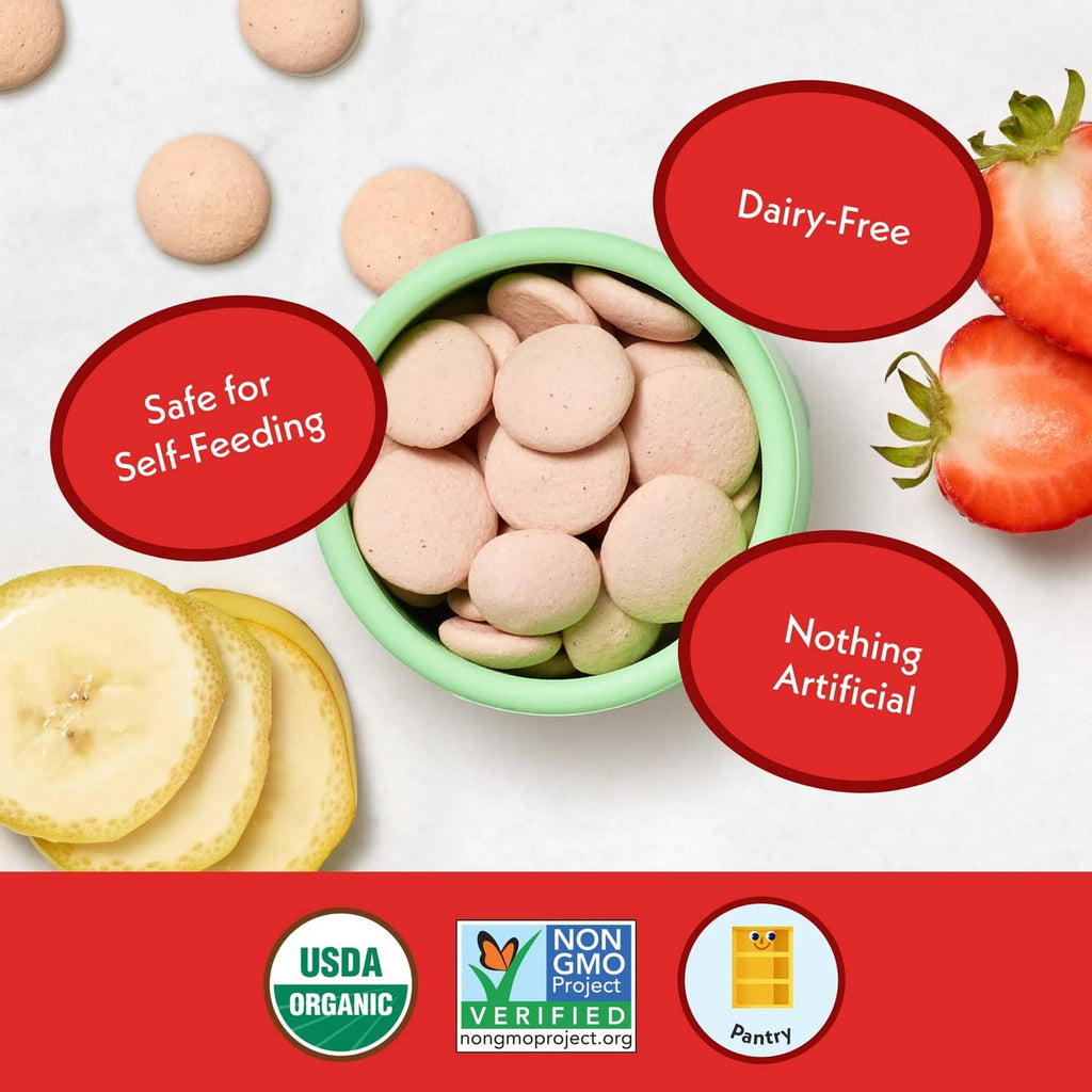 Organic coconut melts in bowl with probiotic bites, dairy-free and nothing artificial labels