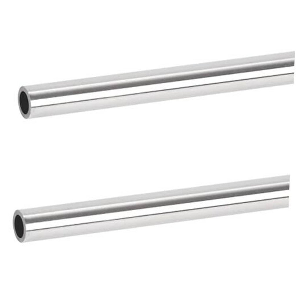 Round seamless stainless steel tube, smooth silver finish, open end view