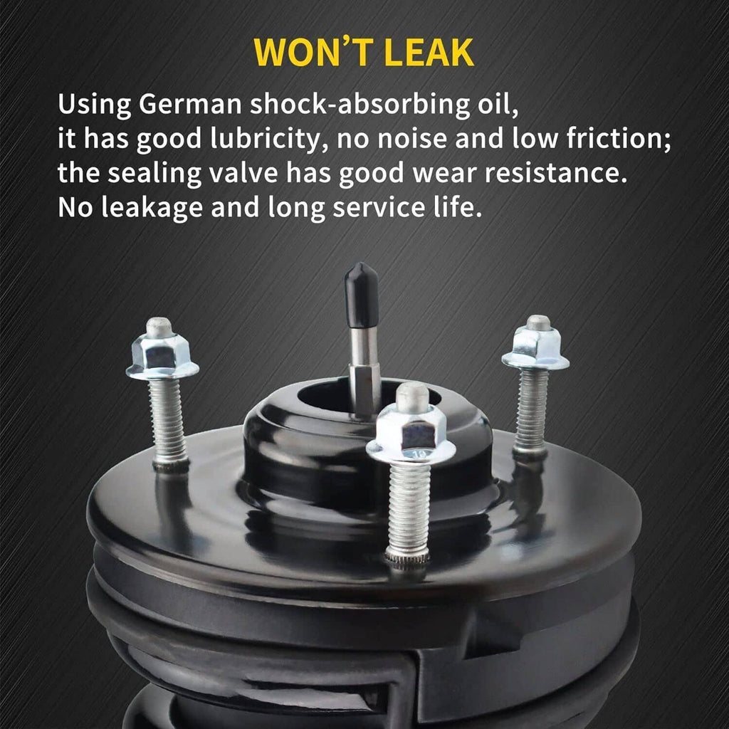 Shock strut top housing with mounting studs on black absorber body