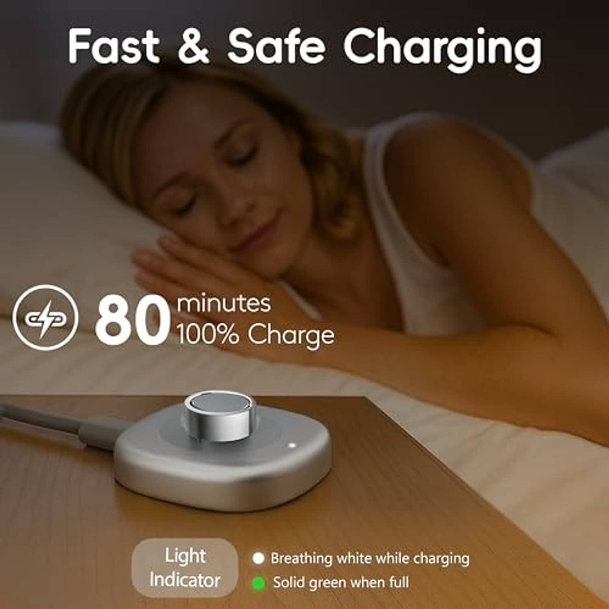 Smart ring charging dock with light indicator and circular charging port