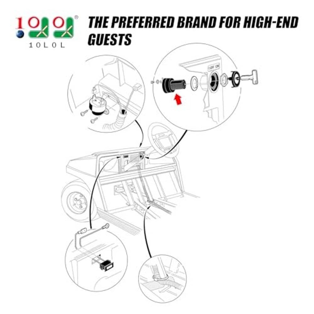 Ignition switch installation diagram showing wiring and connector points