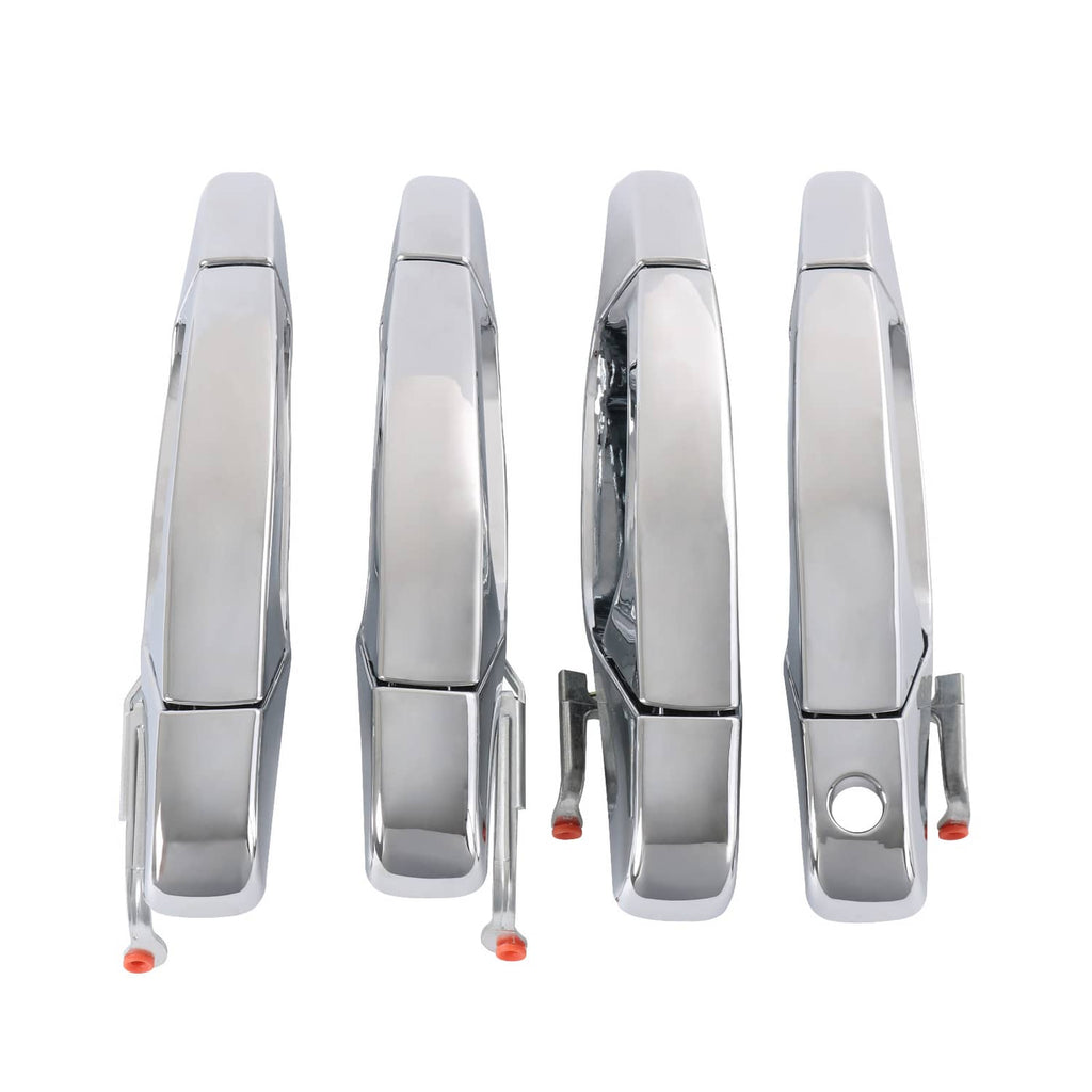 Set of chrome exterior door handles, left and right, with mounting clips