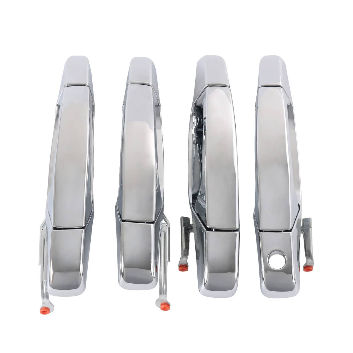 Set of chrome exterior door handles, left and right, with mounting clips