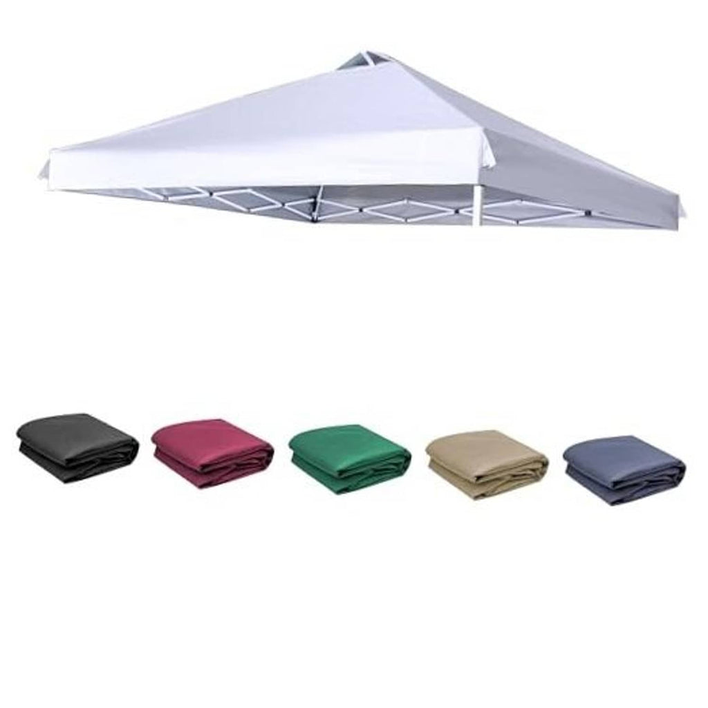 10x10 replacement canopy top in white with air vent, shown on metal frame