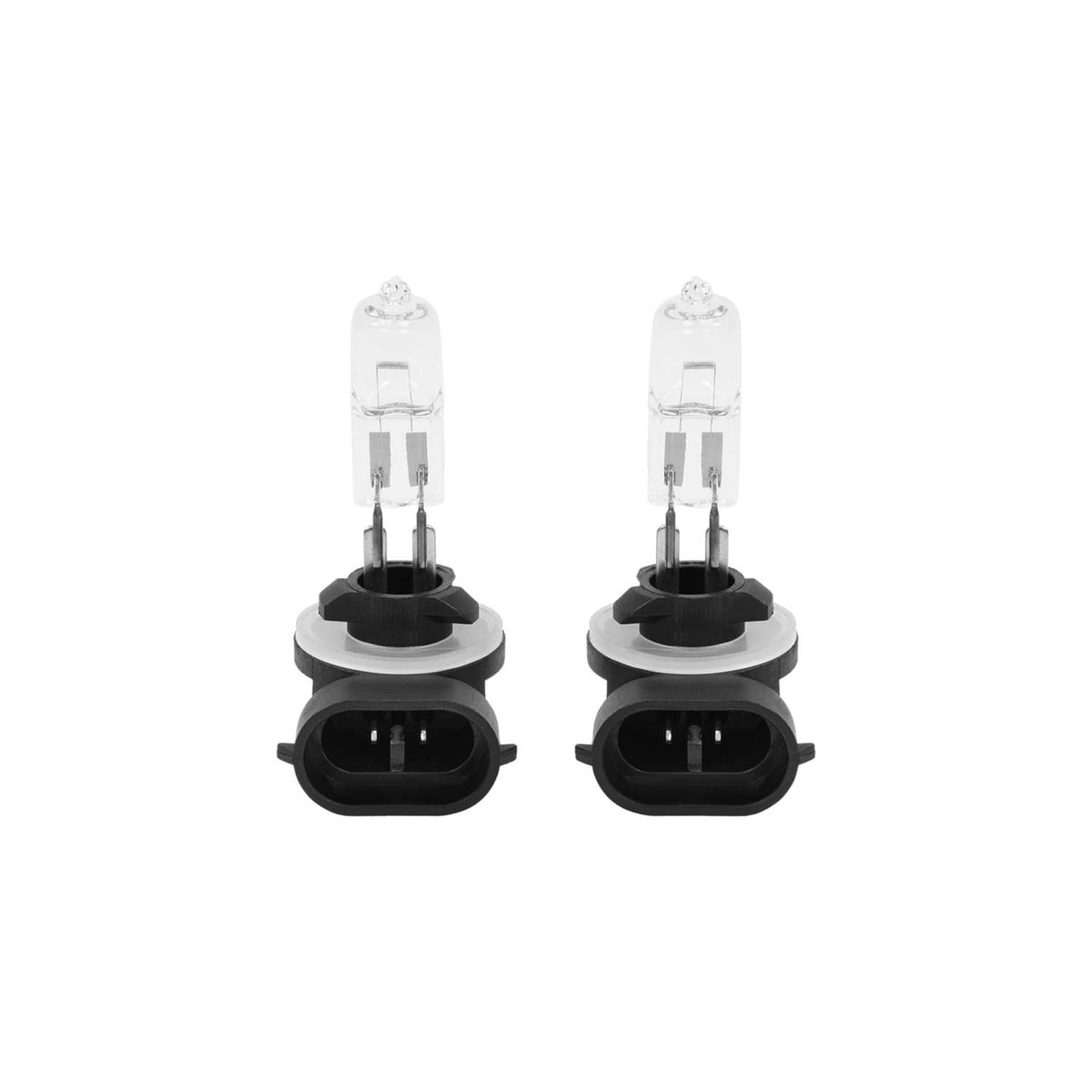 Two replacement headlight bulbs with black bases