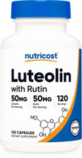 Nutricost Luteolin with Rutin 120-capsule supplement bottle, blue cap