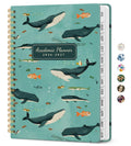 Teal academic planner with whale cover, spiral binding, monthly layout, 2026–2027