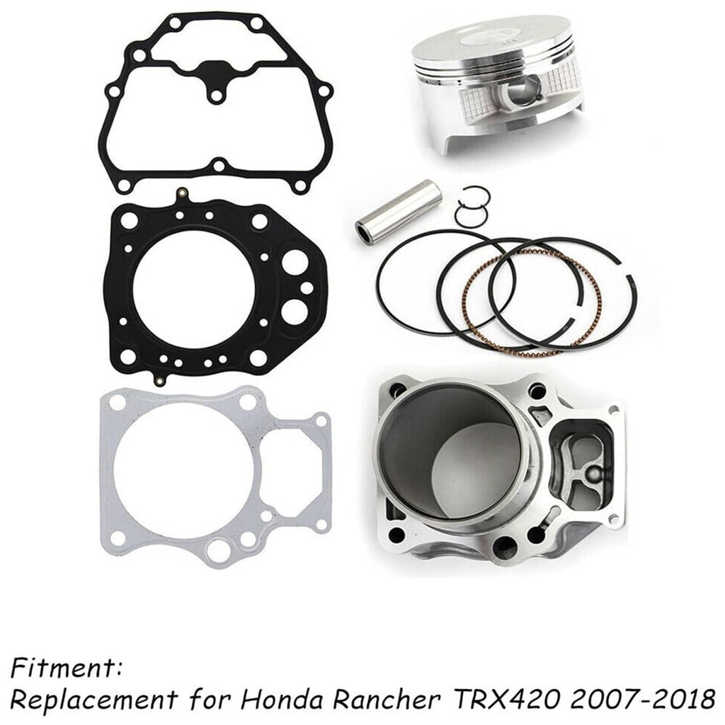 Cylinder piston gasket top end rebuild kit with gaskets, piston, rings, and cylinder block