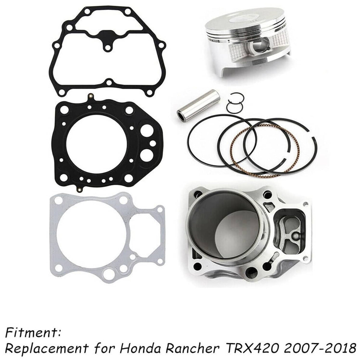 Cylinder piston gasket top end rebuild kit with gaskets, piston, rings, and cylinder block