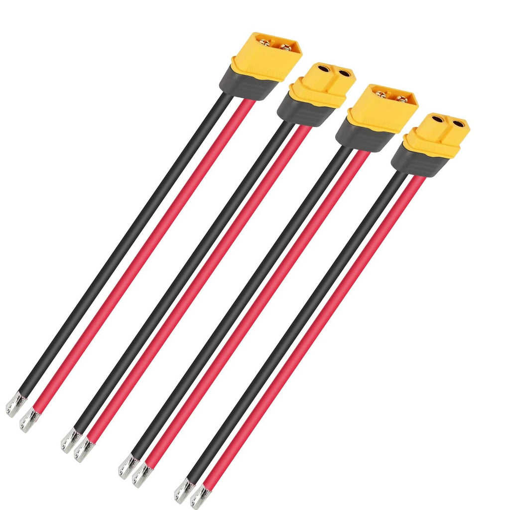 Pair of XT60H connector pigtail cables with red/black 12AWG wires and yellow plugs