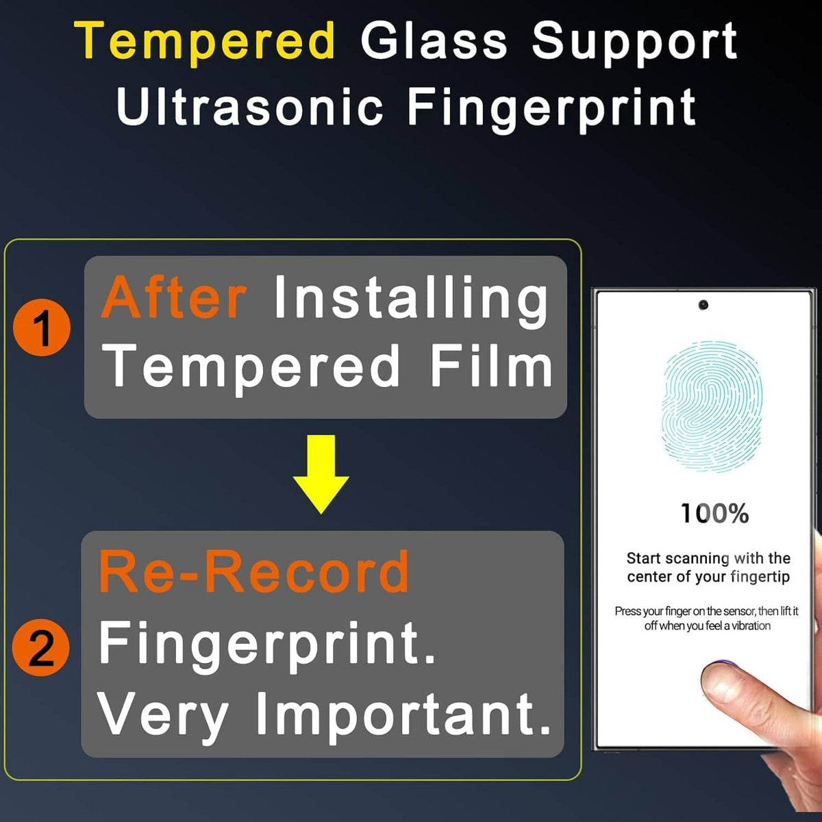 S25 Ultra tempered glass screen protector for re-recording fingerprint after install