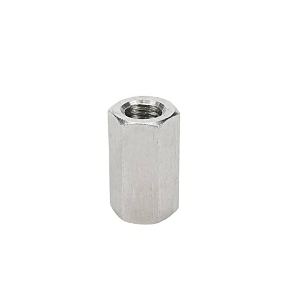 Stainless steel hex coupling nut with female threaded insert