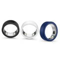 Three silicone ring covers in black, clear, and navy blue