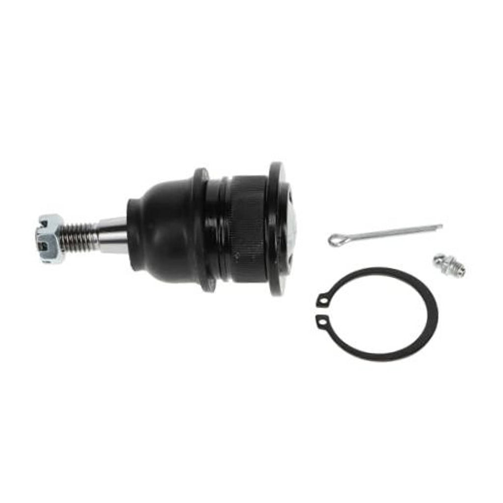 Front upper suspension ball joint with black rubber boot and metal stud