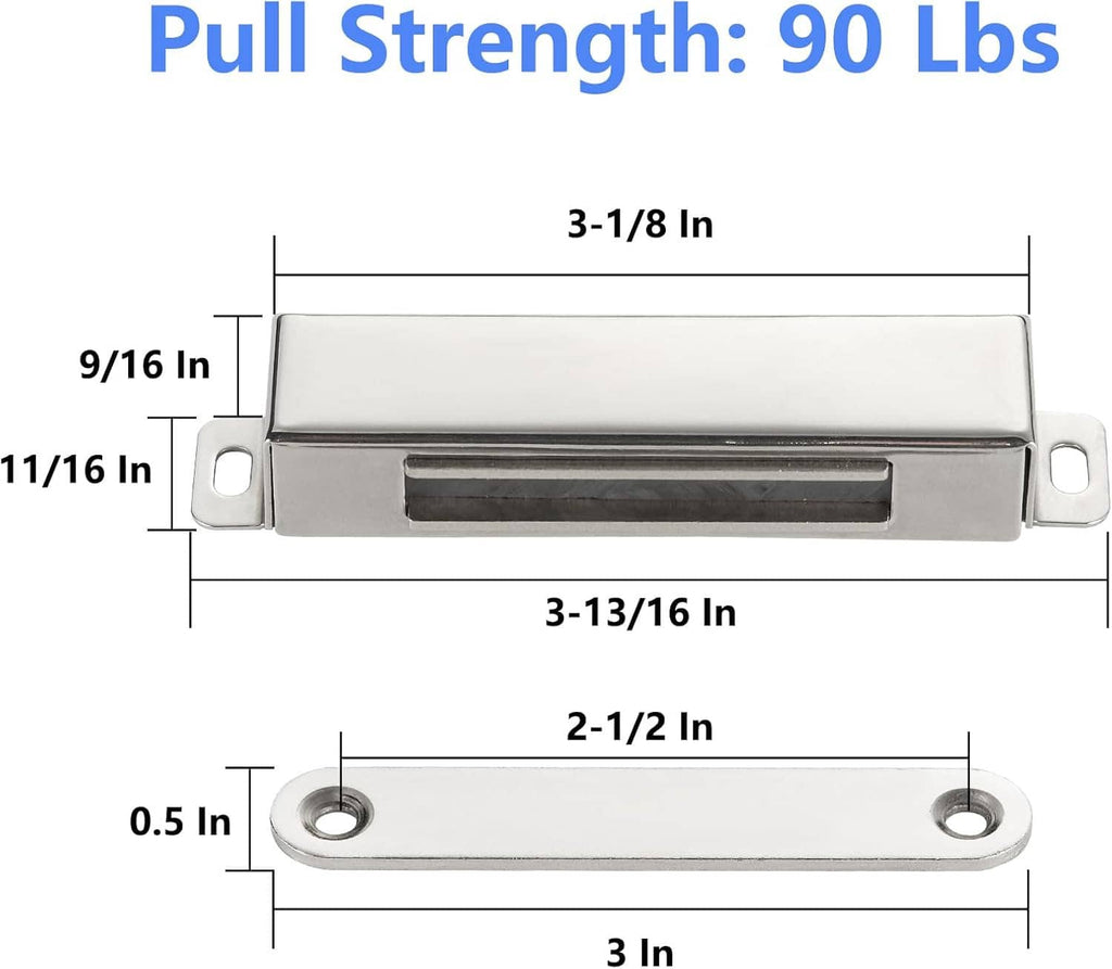 Stainless steel magnetic door catch size and pull-force measurement diagram