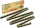 Gold roller chain with connecting link, shown with product box