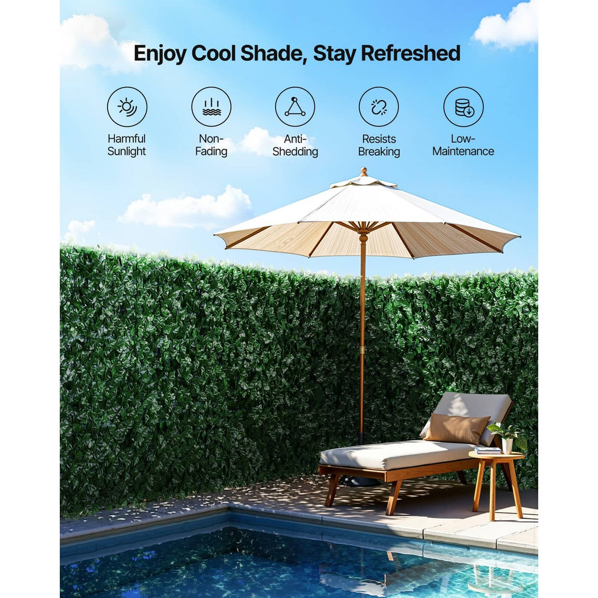Artificial faux ivy privacy fence screen hedge wall panel, lush green leaves
