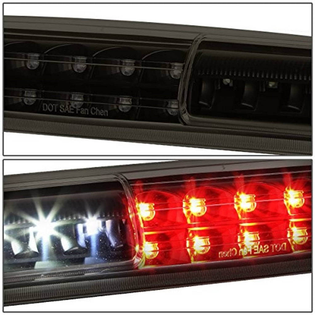Smoked-lens LED third brake light with illuminated red LED pattern