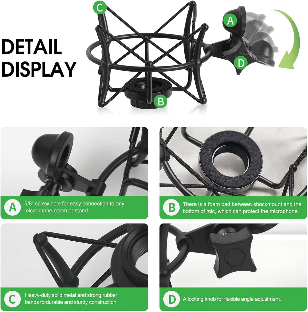 Black shock mount detail view with foam insert and adjustable locking knob