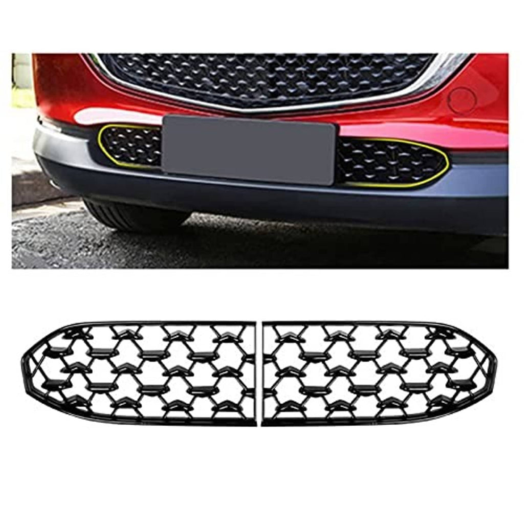 Front grille insert, black honeycomb mesh with yellow-trim surround
