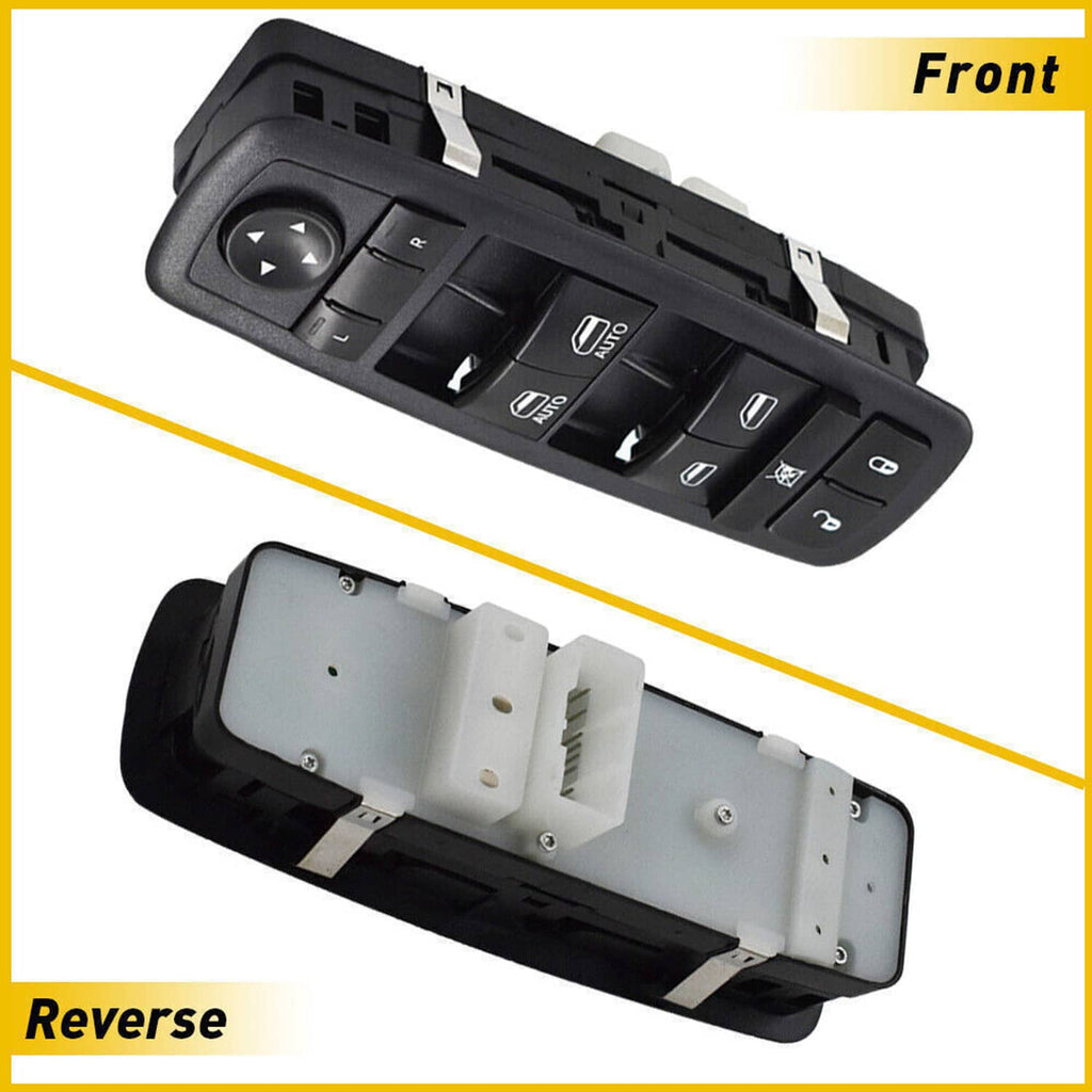 Power window master control switch front and reverse with exposed connector tabs