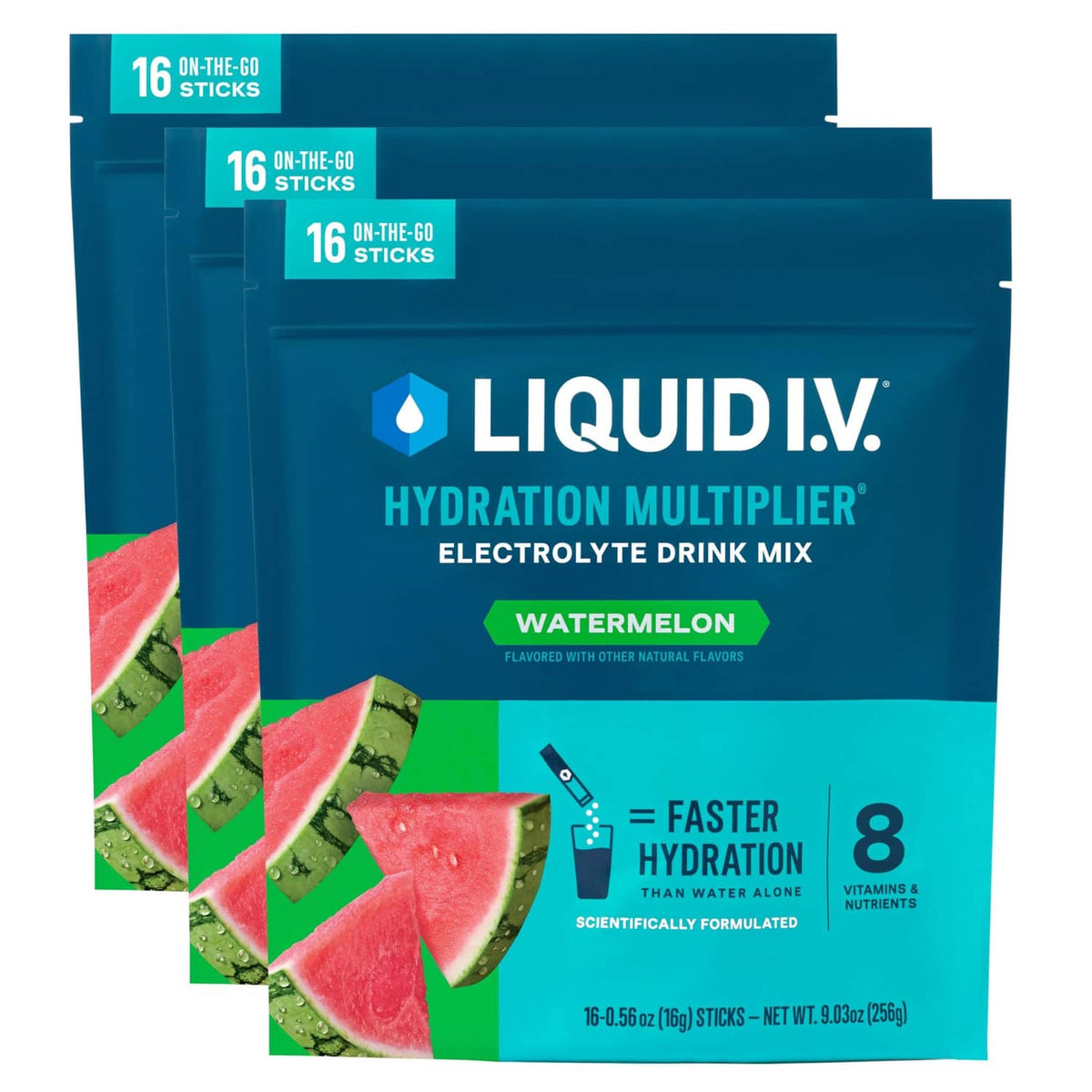 Liquid I.V. watermelon electrolyte mix packets, Hydration Multiplier (16 count).