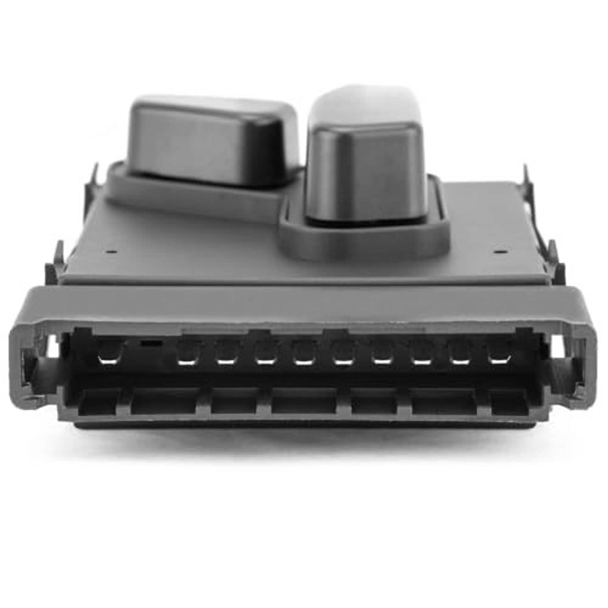 Driver-side power seat switch module connector side with two raised caps