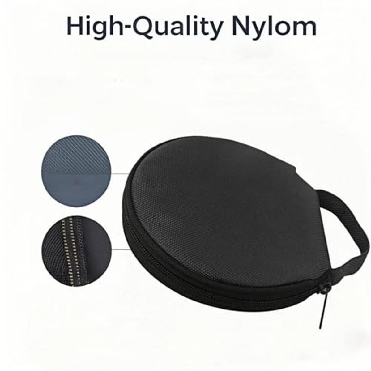 Black nylon CD/DVD case with zip closure and carry strap