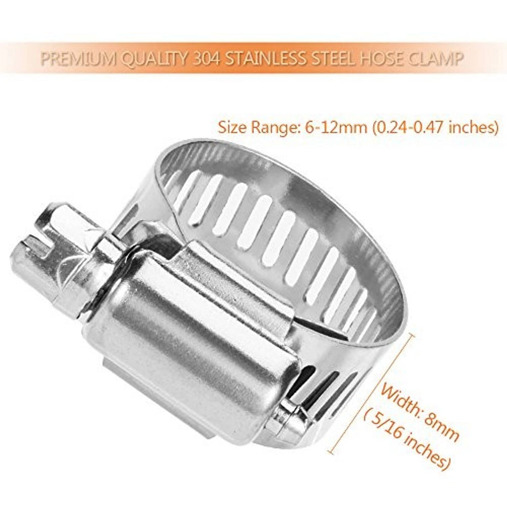Stainless steel adjustable hose clamp with worm screw and perforated metal band