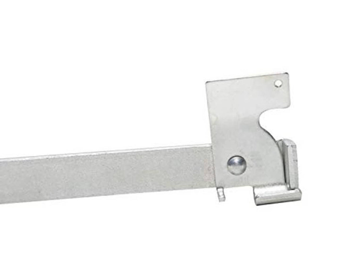 Metal valve stem tool head with hooked cutout and fastener detail