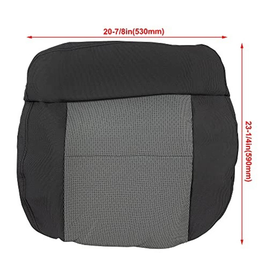 Dark gray driver-side seat cover with rectangular light gray mesh front panel
