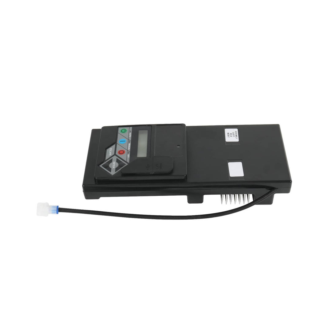 Black generator standby controller assembly with display and control panel buttons