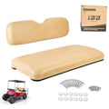 Tan golf cart front seat cushion set with curved backrest and seat base