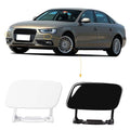 Headlight washer cover set for left driver side, unpainted white and black pieces with holder