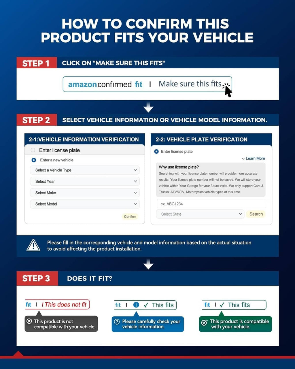 Fuel pump fitment confirmation steps graphic