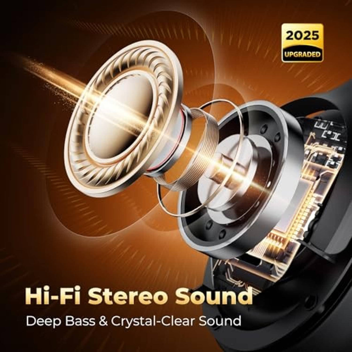 Black over-ear headphones with exposed internal speaker driver and wiring detail